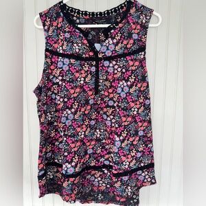 Lucky Brand Floral Sleeveless Blouse - Pink and Black- NWT